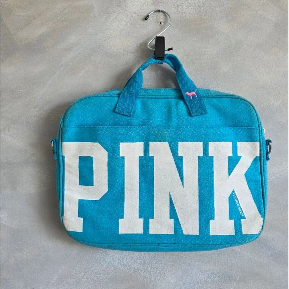 Victoria Secret Pink Blue & White Laptop Bag Top Handle No Strap